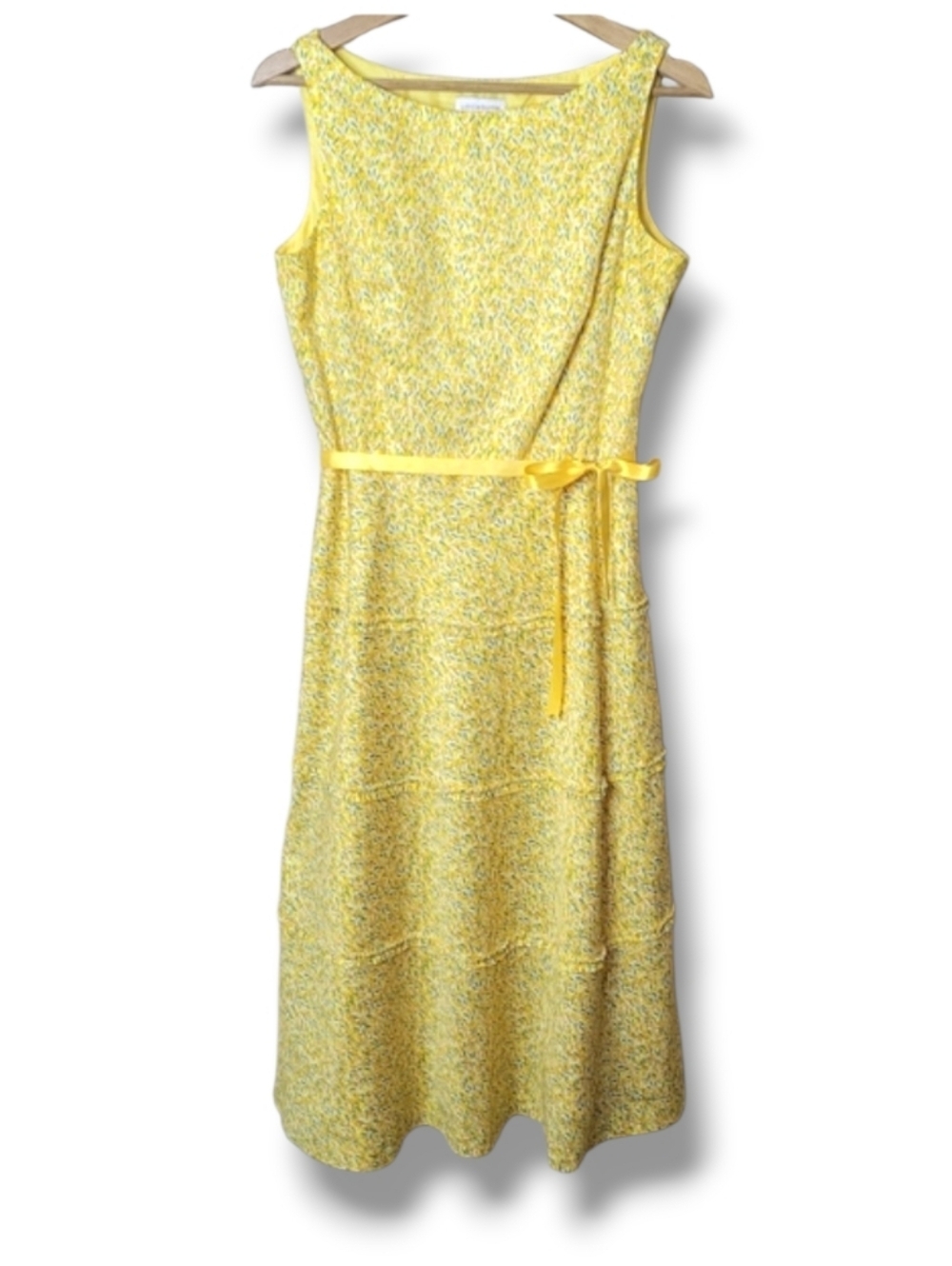 Liz Claiborne Floral Midi Dress 100% Cotton Ribbon Belt